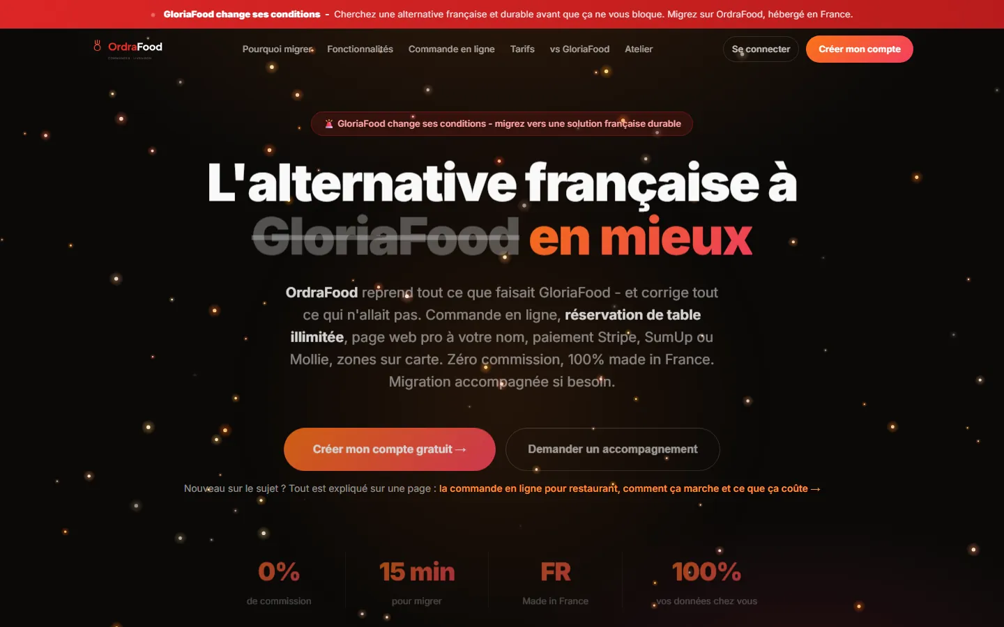 Homepage of OrdraFood